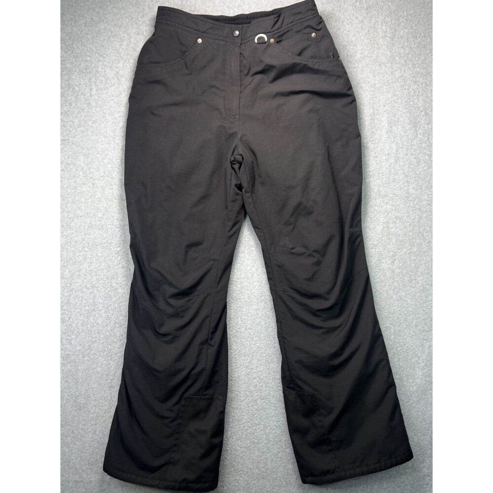 Slalom Ski Pants Womens Large Black Nylon Elastic Waist Insulated Lined Snow
